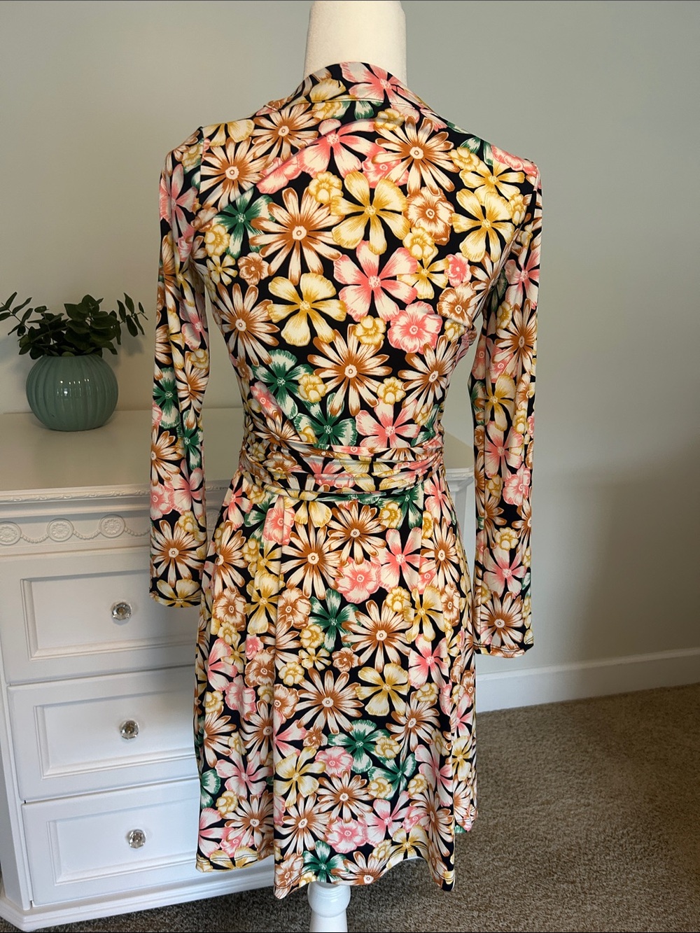 Banana Republic Factory Floral Wrap Dress in Pink, Yellow & Green - Picture 3 of 5